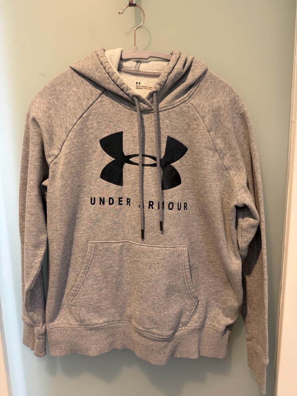 Under Armour Gray Hoodie with Black Logo - Women's Pullover Sweatshirt